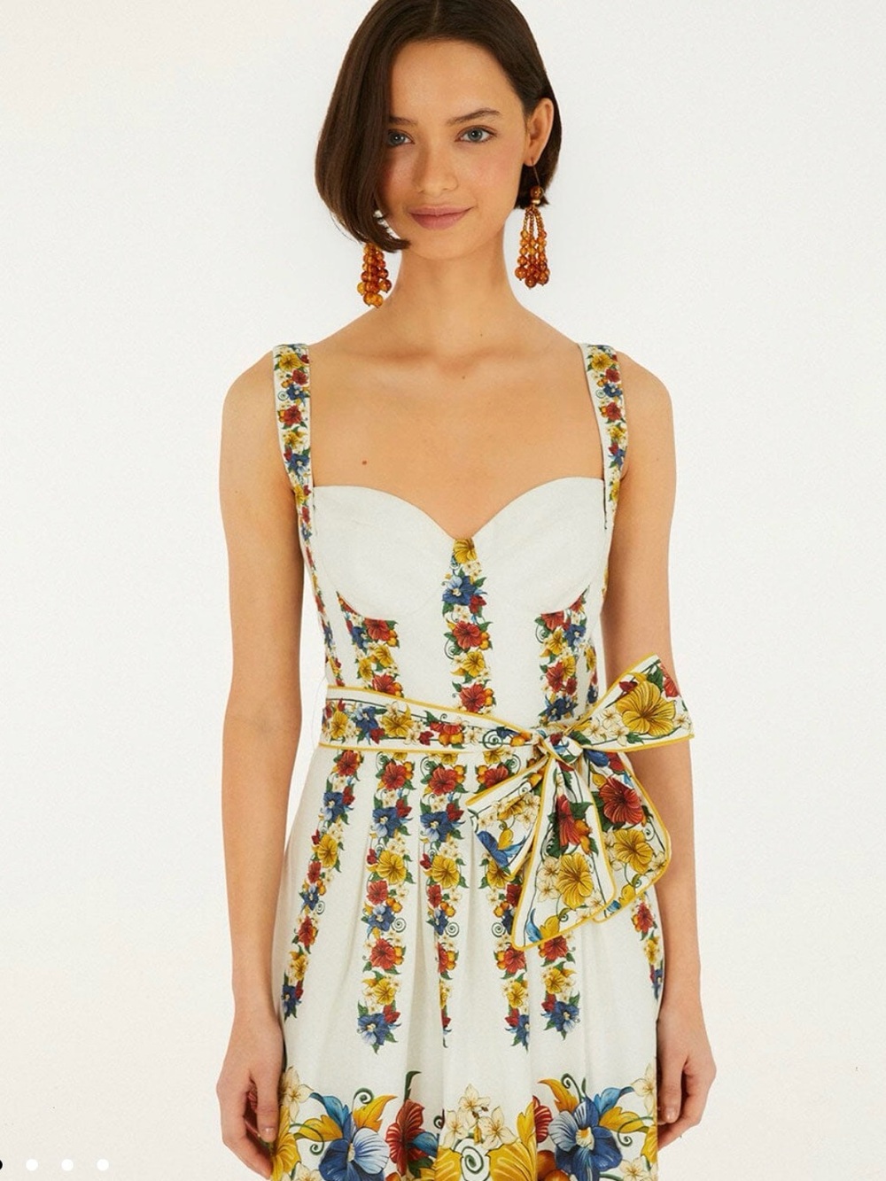 FARM Rio Off-White Tropi Belted Mini Dress